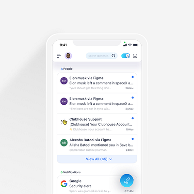 spark mail app redesign home page mail app ui ux