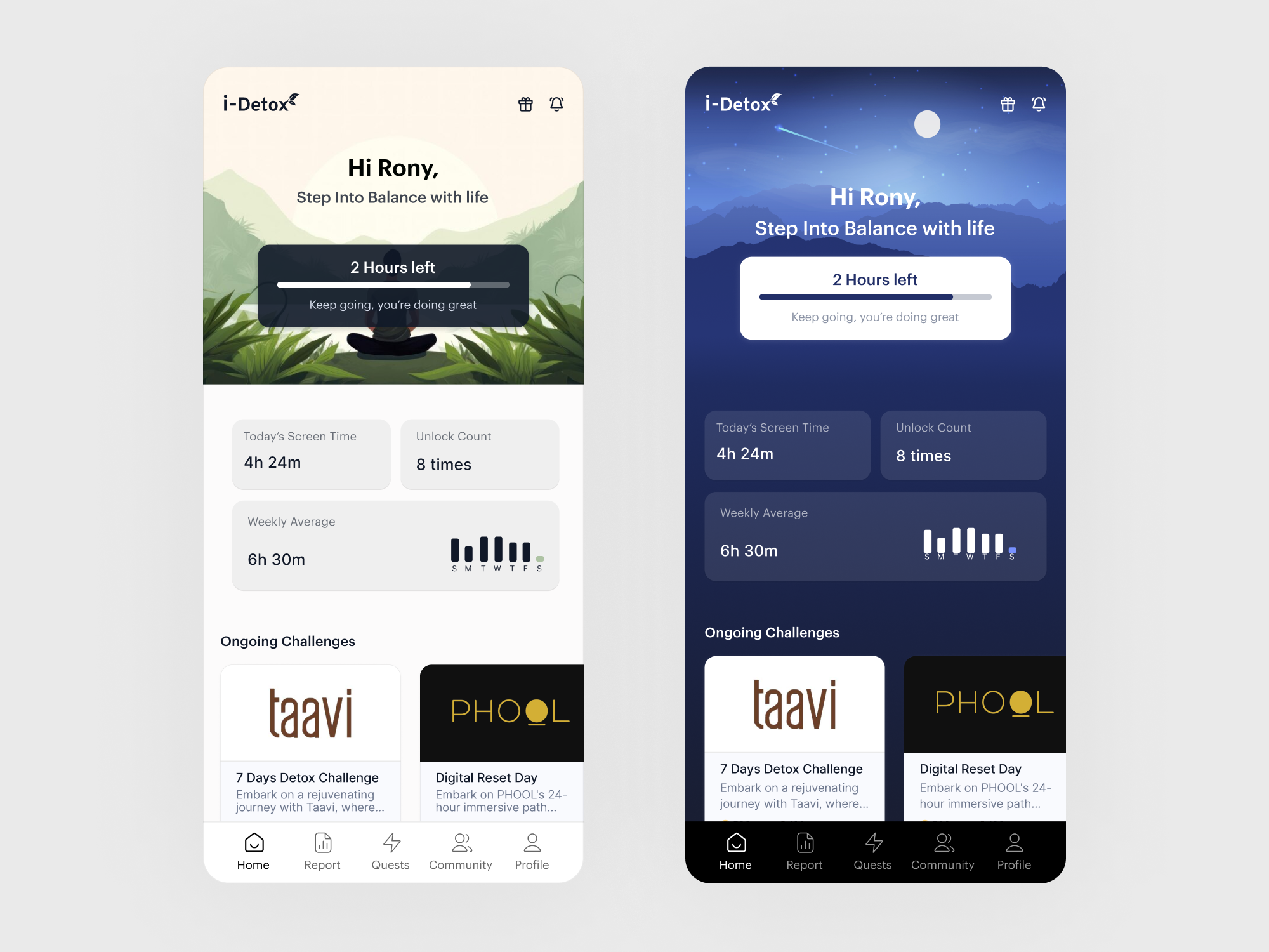 Homepage || Social Detox app app app design button design flat design ui ux