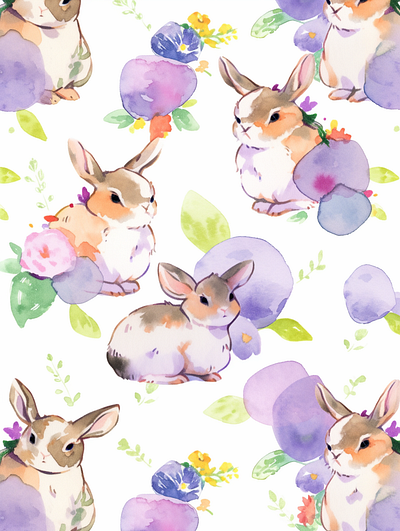AIGC Watercolor Rabbit Pattern pattern peter rabbit rabbit watercolor