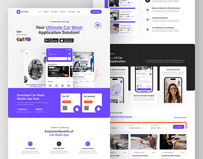 Car Wash App Landing Page | App Landing Page | Figma | Design app app landing page car wash app landing page design figma figma designer figma ui ux designer figma web designer hire dedicated ui x designer hire ui ux designer landing page uxui web web designer web designer in usa web developer webflow website design wordpress
