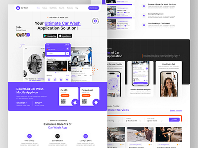 Car Wash App Landing Page | App Landing Page | Figma | Design app app landing page car wash app landing page design figma figma designer figma ui ux designer figma web designer hire dedicated ui x designer hire ui ux designer landing page uxui web web designer web designer in usa web developer webflow website design wordpress
