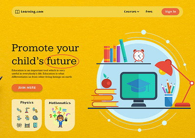 child's learning website child design future landing page learning study tuvition ui ux