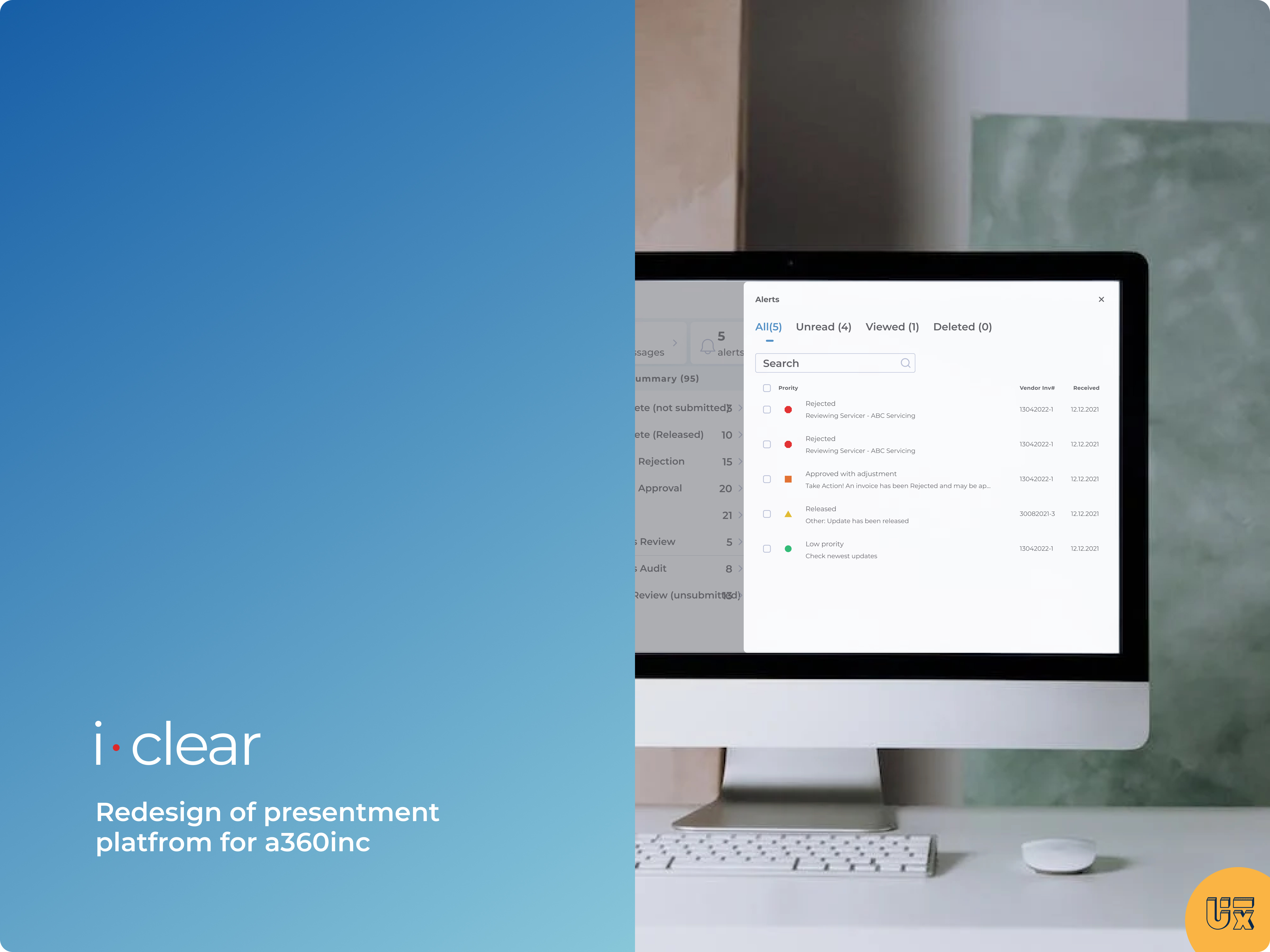 iClear - presentment platform ailleron design finance fintech invoice presentment redesign ui ux web platform