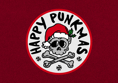 HAPPY PUNKMAS ☠️❄️ badge branding christmas illustration logo logo design punk santa skull typography
