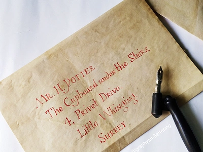 Harry Potter Vintage Envelope Addressing Calligraphy art branding calligraphy design envelope addressing handlettering handwritten harry harry potter hermione hogwarts illustration lettering lipisingh logotype potter script serif typography vintage