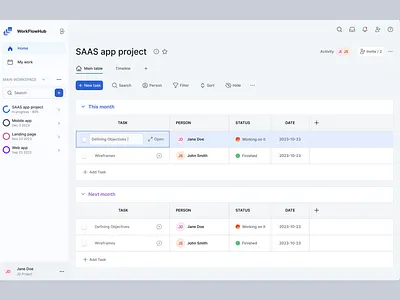 Adding a task flow - Project management app animation branding dashbaord design design system management app mobile modal motion graphics new opportunity product design saas table task ui ui design ux ui web app work