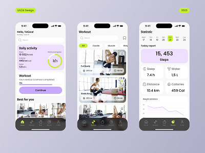 Fitness app app application design fitness modern project statistic typography ui ux workout
