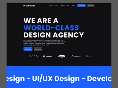 Inclusion - Webflow Agency Website Template agency dark hero ineractive landing page minimalistic modern no code portfolio portfolio template responsive webdesign template ui user experience user interface ux visual design web webdesign webflow