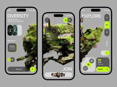 Bio World - Mobile App Concept 3d animation app climate concept creative dailyui design diversity eco green mobile motion nature planet ui uitips ux uxui world