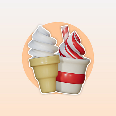 3D Ice Cream Illustration 3d 3d low poly design graphic design illustration isometric ui vector visualization