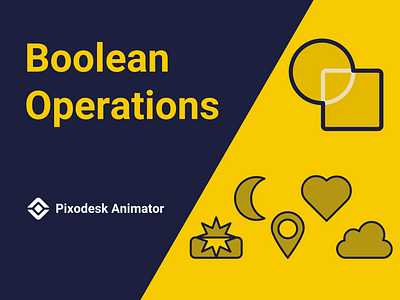 Boolean Operations - Lottie and SVG Animation 2d animation animation boolean boolean operations graphic design lottie lottie animation motion graphics pixodesk pixodesk animator subtract svg svg animation unite vector vector animation