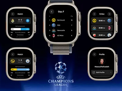 SoccerPulse | WatchOS App app app design apple apple watch apple watch ultra champions league creative creative design design football football app soccer soccer app ui watch watch app watchos watchos app