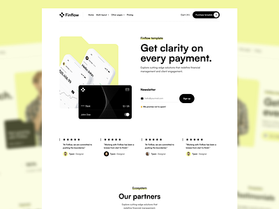 FinFlow - Finance Website Template app bank app banking app branding card card app design finance tech fintech fintech template graphic design hero illustration logo template ui webflow webflow template