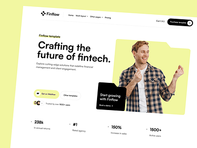 FinFlow - Finance Website Template app bank app banking app branding card design fin tech finance tech finflow finflow template fintech template graphic design hero illustration logo template ui webflow webflow template