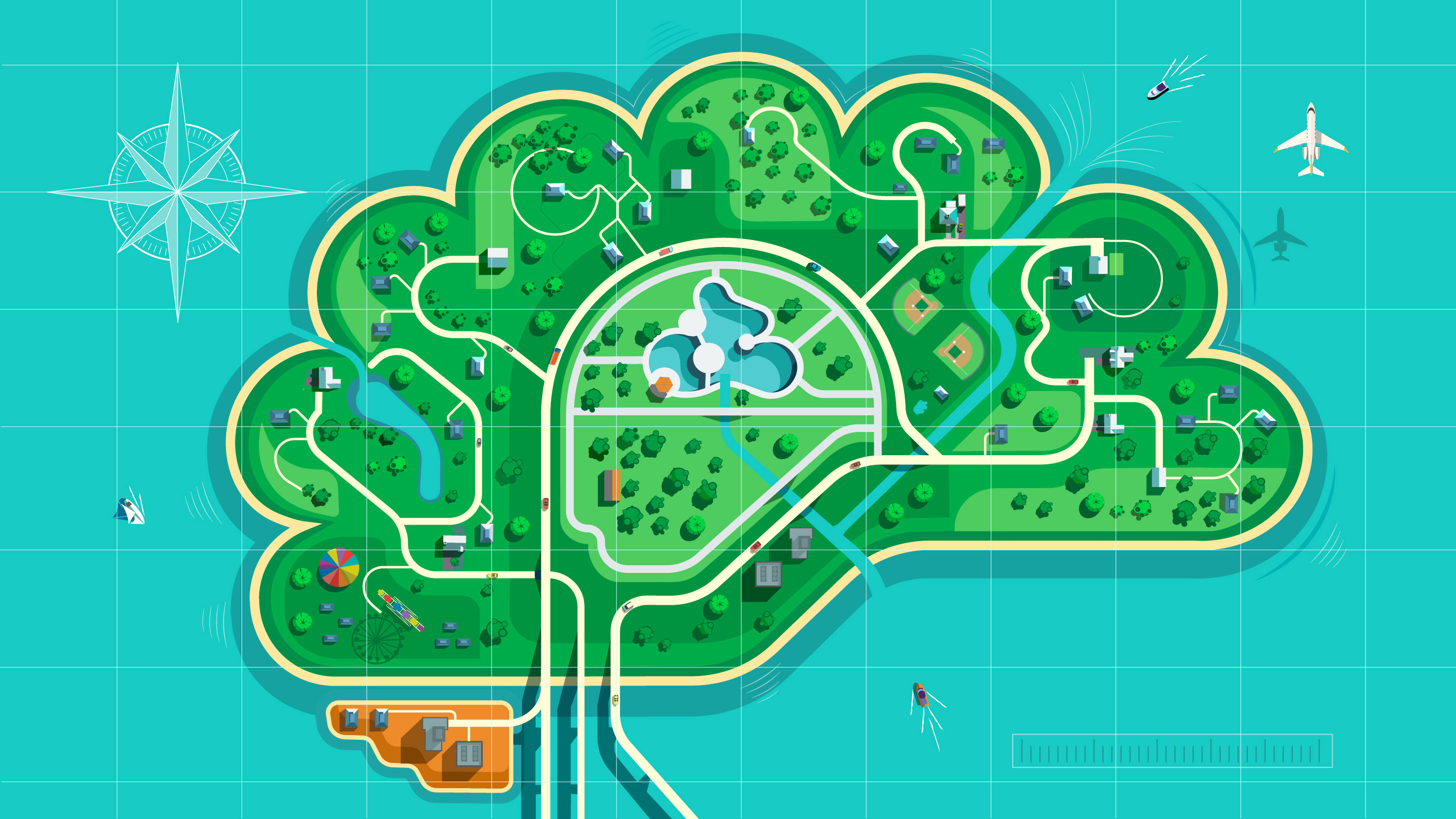 Brain Cell Atlases 2d conceptual digital editorial flat folioart illustration map medical peter greenwood science vector