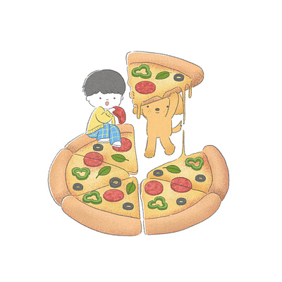 Pizza cartoon cheese digital art digital illustration dog drawing food foodie illustration italian pepperoni pet pizza procreate puppy