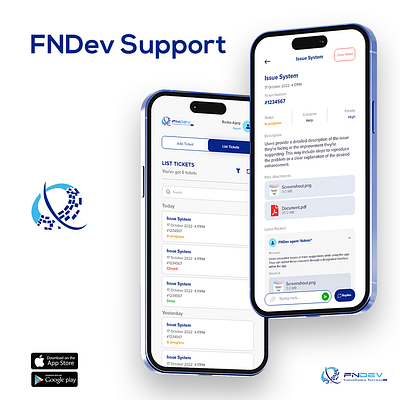 FNDev Support App app design login ui ux