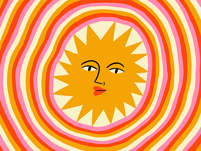 Sun Rays 2d 60s bodil jane character digital emoji flat folioart geometric illustration pattern sun