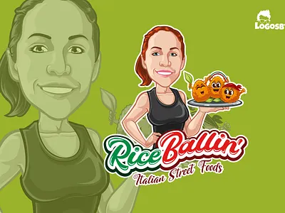 RiceBallin' Italian Street Foods caricature cartoon cartoon character cartoon logo cartoon mascot design illustration italian italian food logo mascot mascot logo rice balls riceballs streetfood