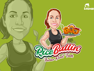 RiceBallin' Italian Street Foods caricature cartoon cartoon character cartoon logo cartoon mascot design illustration italian italian food logo mascot mascot logo rice balls riceballs streetfood