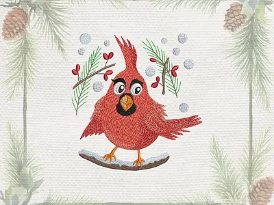 Christmas red cardinal — Machine embroidery design embroidery embroidery design embroidery digitizer embroidery digitizing embroidery digitizing company