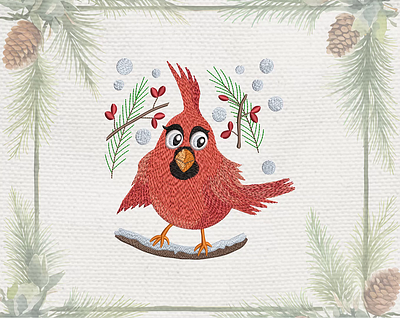 Christmas red cardinal — Machine embroidery design embroidery embroidery design embroidery digitizer embroidery digitizing embroidery digitizing company