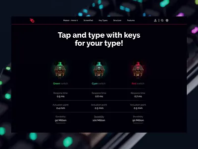 Meteor Keyswitches 3d design 3d motion animation dark keyboard keykaps keyswitch motiongraphics product design ui design ui motion web design