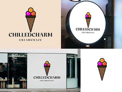 CHILLEDCHARM ICE LOGO branding design graphic design ice creame illustration logo photoshop vector