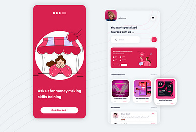 Educational application app application beautiful best design educational application graphic design new design pink pink app product designer trend ui user experience user interface ux