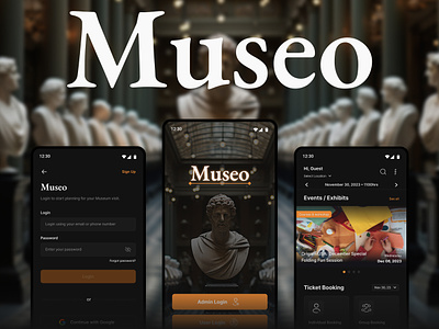 Museo - A Museum Ticket Booking App (A Visitor App) android apps app designs app user interface case study design events events app exhibits museum museum app museum app design museum case study museum ticket booking app museum uiux ticket booking ticket booking app ui uiux designs user flow visitor app