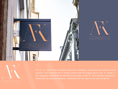 AFK Conseils Logo blue branding consulting logo letter a logo logo wih a orange