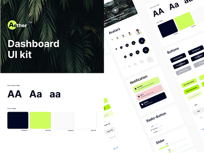 Aether Dashboard UI Kits admin panel branding dashboard graphic design green neon saas ui ui kit