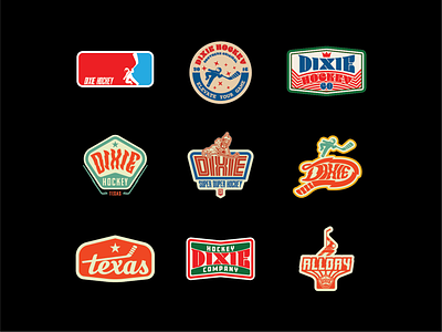 DHC {Rebrand WIP} apparel artwork badges branding concept crests design fashion graphic design illustration logo patches shields street wear type vintage design