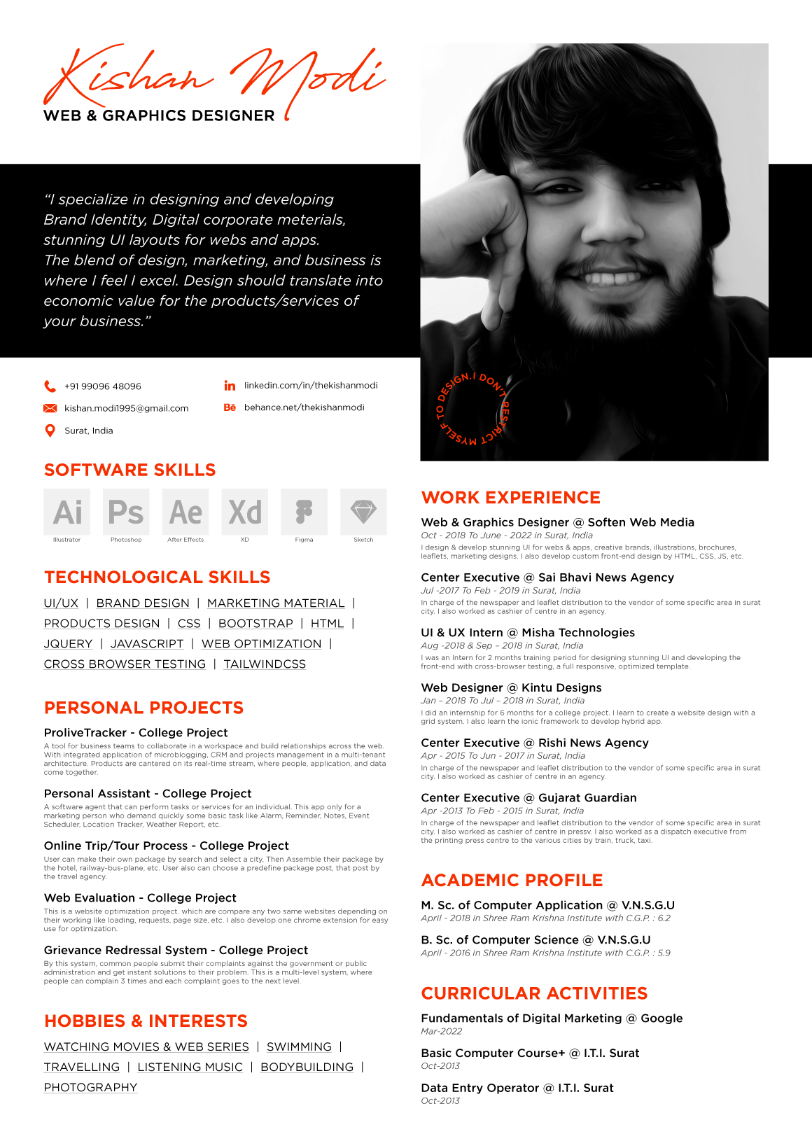 Creative CV Design animation app design banner ads brand branding character design cv design game design graphic design illustration logo motion graphics social media design thekishanmodi ui website design