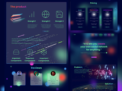 Tech Startup Landing Page template 💚 bokeh business colorful colors design galaxy graphics icons illustration landing page landing page design lights modern no code saas simple start up template ui web desing