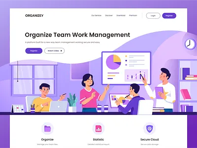 Organize Work Management - Landing Page Illustration file management file manager header illustration hero illustration illustration landing page management management app task task manager team team work ui vector website work work management