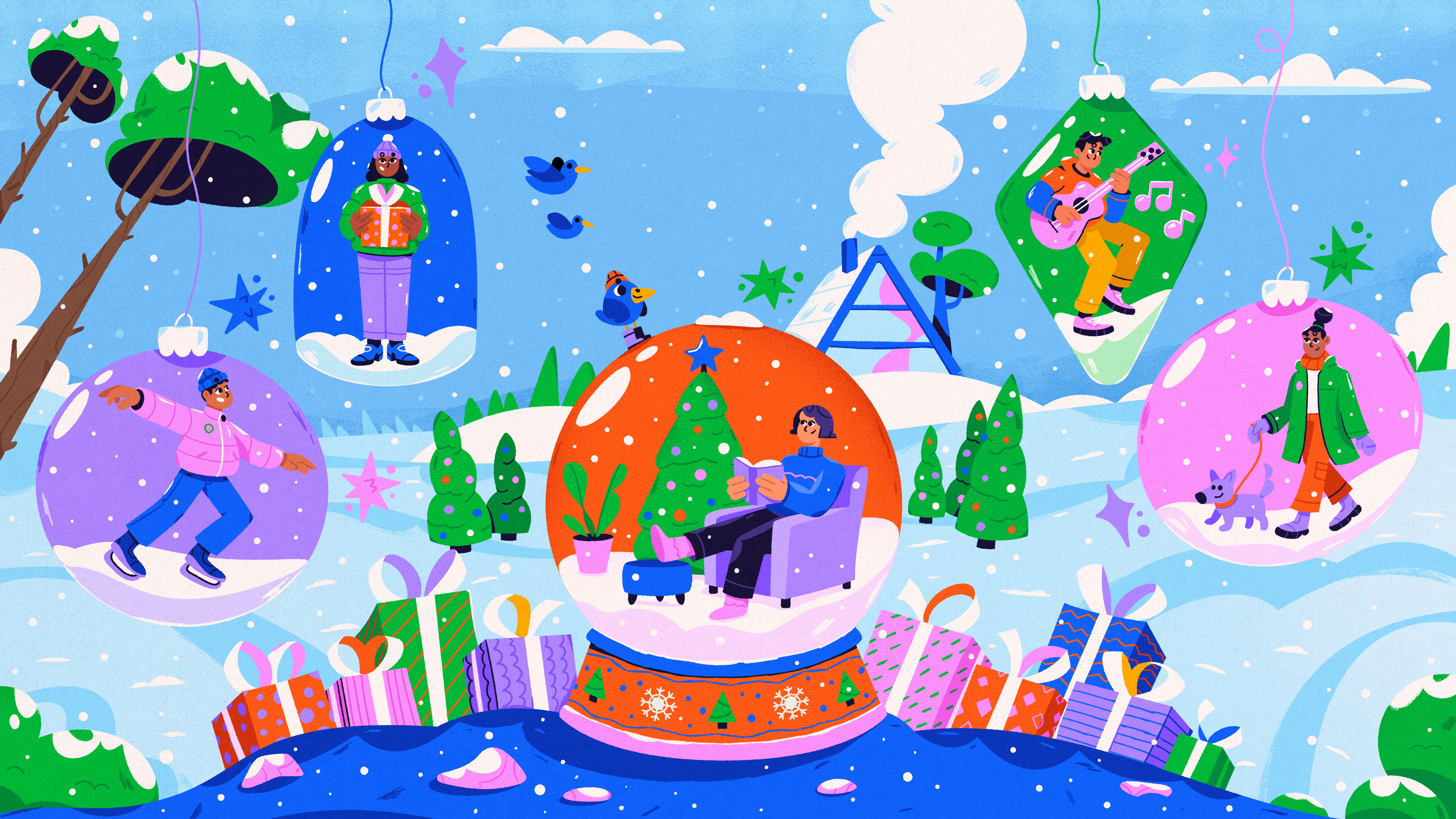 Winter illustration for Inditex 2d art brand cartoon character christmas design fashion gifts illustration new year people wallpaper winter