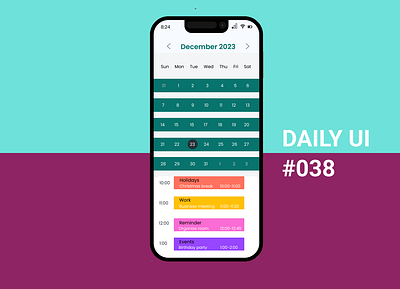 Daily UI#38- Calendar app branding design ui ux