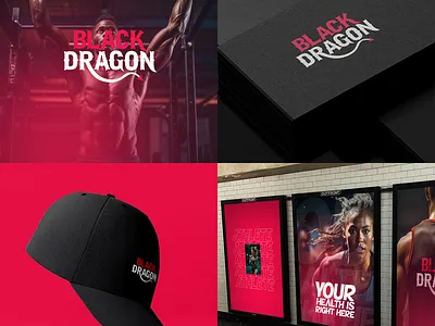 Redesigned Logo, Brand Identity for Black Dragon Gym app black brand brand design brand identity branding collateral creative design dragon fitness graphic design gym gym identity icon identity logo logos redesign web