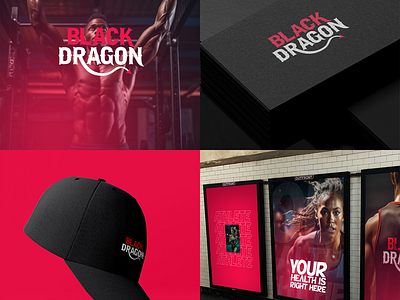 Redesigned Logo, Brand Identity for Black Dragon Gym app black brand brand design brand identity branding collateral creative design dragon fitness graphic design gym gym identity icon identity logo logos redesign web