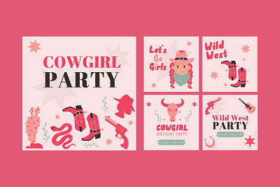 Wild west cowgirl party instagram post collection america cow cowgirl hat instagram party pink social media texas wild wild west woman