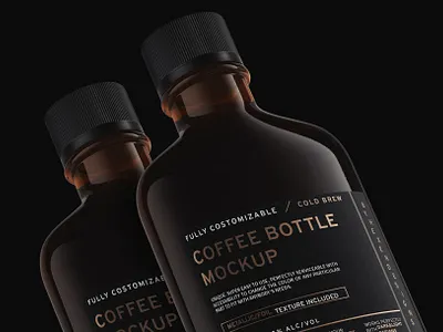 Coffee Bottle Mockup alcohol beerglass beverage branding coffee coffee bottle coffee mockup design flask free glass juice label label design mock up mockup photorealistic smart whiskey wine