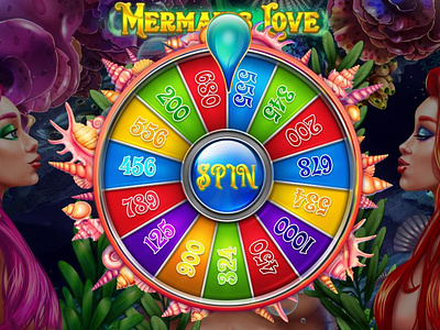 Bonus round for the game "Mermaid's Love" - A Wheel splashscreen bonus art bonus design bonus round gambling gambling art gambling design game art game design graphic design mermaid mermaid themed slot art slot design slot machine wheel wheel art wheel design