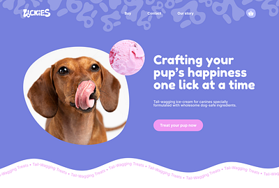 Lickies - ice-cream for dogs landing page branding graphic design logo ui