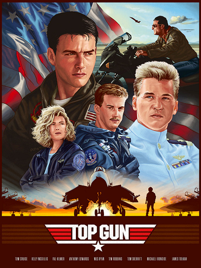 Top Gun Poster digital fan art illustration movie movie poster top gun