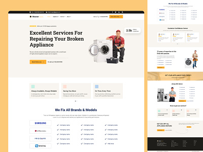 Appliances Repair Service clean design homepage illustration landing landing page repair service service center ui ux web design website