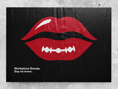 Workplace Gossip. Say no more. ad advertising black gossip hate horizontal illustration lips poster razor red speech woman