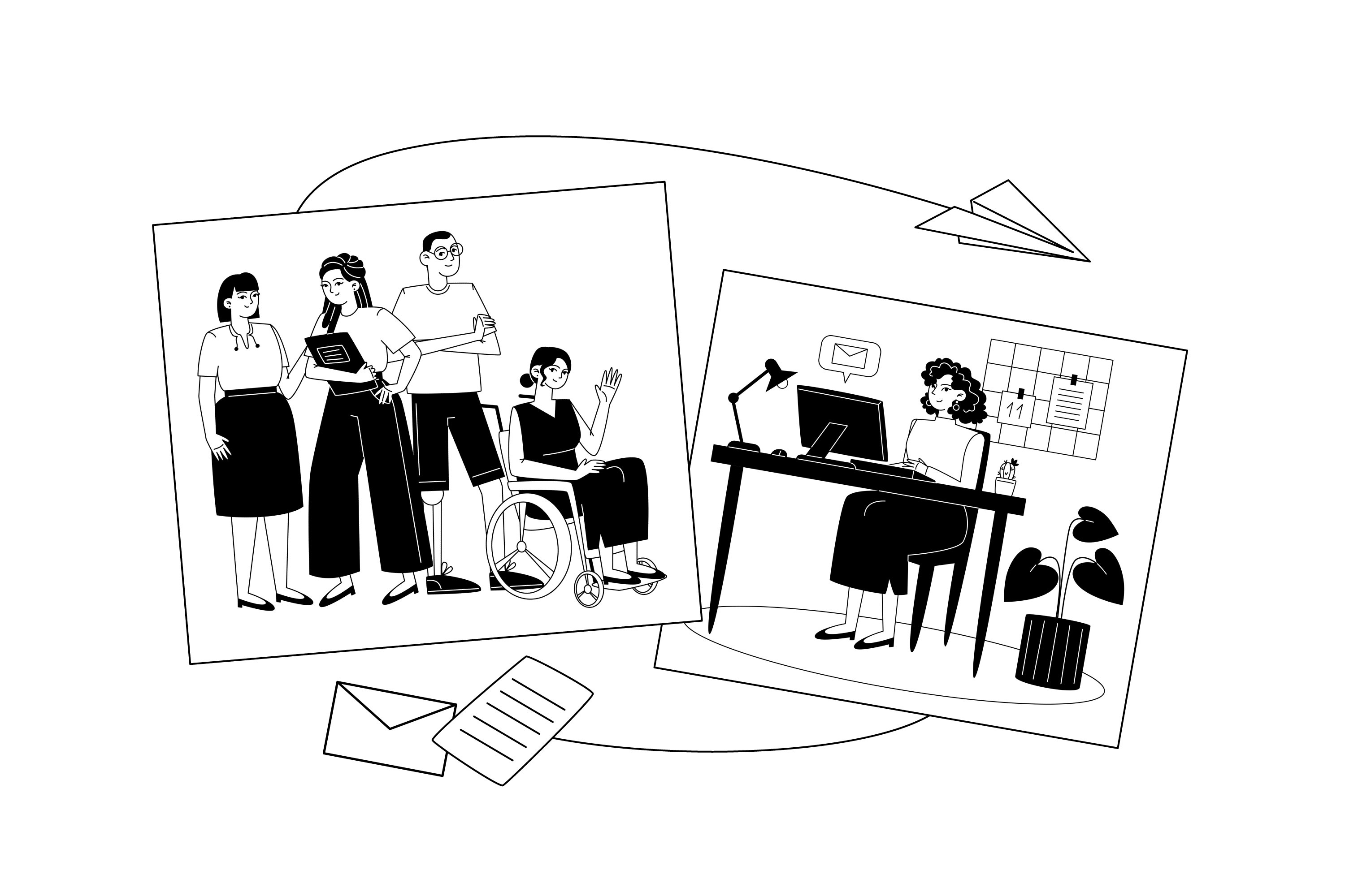 Office Live character diversity flat illustration office team vector work