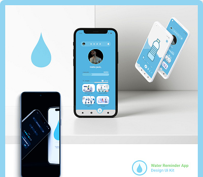 Water reminder Mobile App design in FIGMA..... graphic design mobile app typography ui user flow user reacharce ux