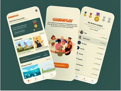 Social Impact Gamification appdesign design gamification gamified illustration minimal mobile app social impact ui ux